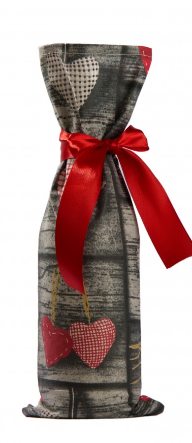 Szürke szíves textil italcsomagolás